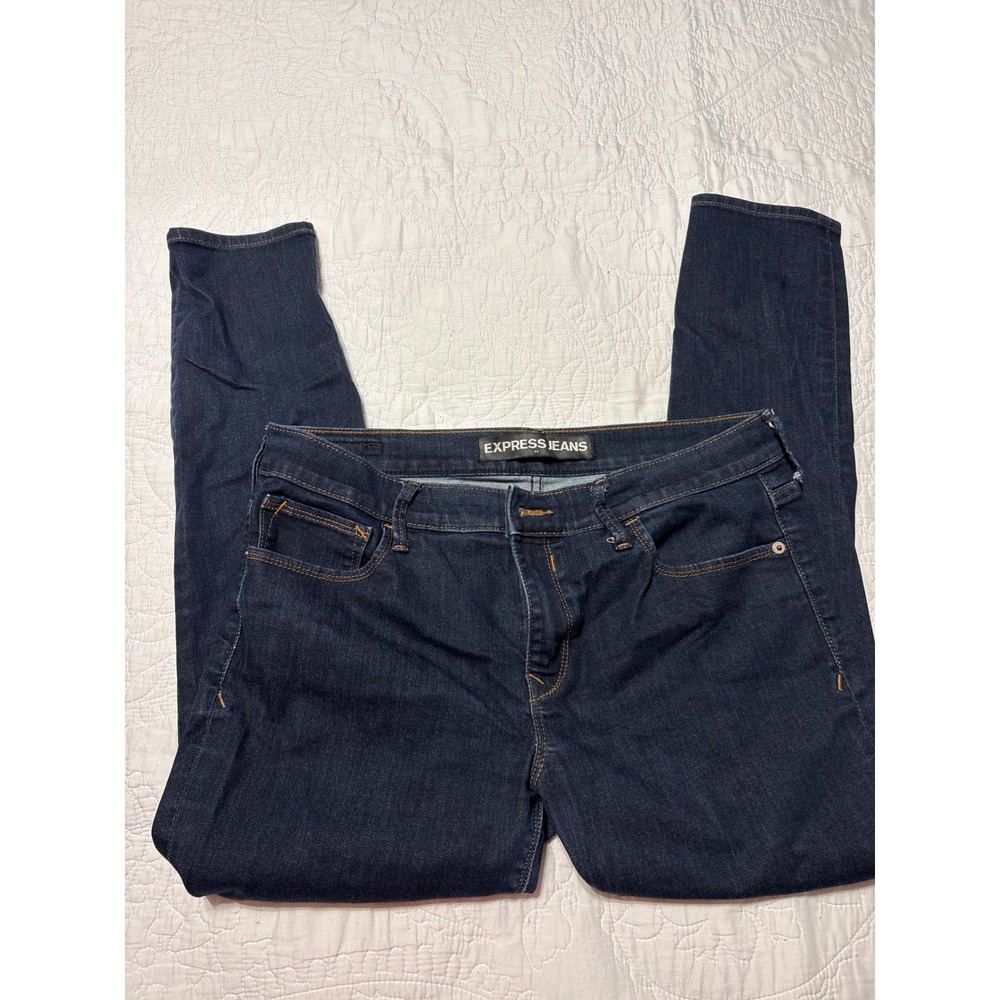 Express Jeans Womens Mid Rise Legging Dark Wash Denim Pants Size 12S